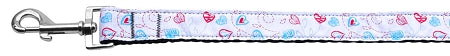 Patriotic Crazy Hearts Nylon Dog Leash 5-8 Inch Wide 4ft Long