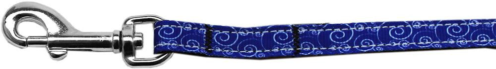 Blue and White Swirly Nylon Ribbon Pet Leash 3-8 inch wide 4Ft Lsh