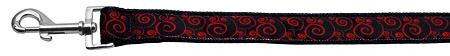 Red and Black Swirly Nylon Ribbon Dog Collars 1 wide 4ft Leash