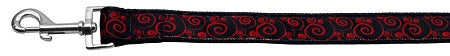 Red And Black Swirly Nylon Dog Leash 3-8 Inch Wide 4ft Long