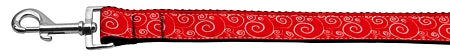 Red And White Swirly Nylon Dog Leash 3-8 Inch Wide 4ft Long