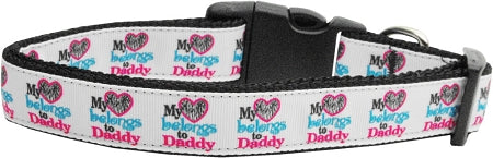 My Heart Belongs To Daddy Nylon Dog Collar Medium Narrow