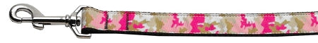 Pink Camo Nylon Dog Leash 3-8 Inch Wide 6ft Long