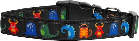 Black Monsters Nylon Dog Collar Medium Narrow