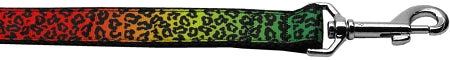 Rainbow Leopard Nylon Dog Leash 3-8 Inch Wide 4ft Long