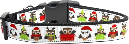 Santa Owls Nylon Dog Collar Xs