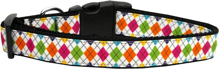 Colorful Argyle Nylon Cat Collar