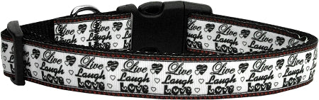 Live Laugh And Love Nylon Dog Collar Medium Narrow