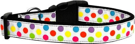 White Multi-Dot Dog Collar Large