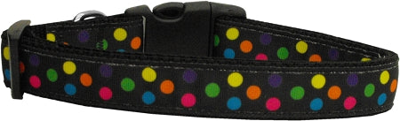 Black Multi-dot Nylon Dog Collar Medium Narrow