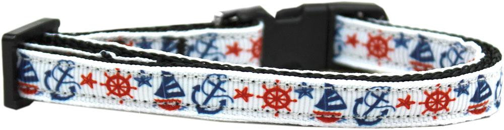 Anchors Away Nylon Ribbon Dog Collar XS