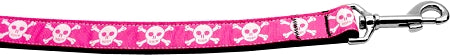 Pink Skulls Nylon Dog Leash 3-8 Inch Wide 4ft Long