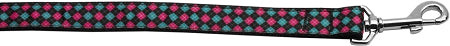 Pink And Blue Plaid Nylon Dog Leash 3-8 Inch Wide 4ft Long