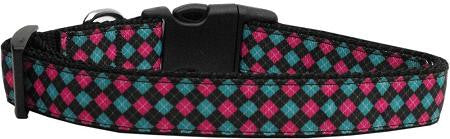 Pink and Blue Plaid Dog Collar Large