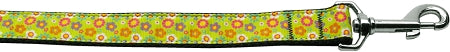 Lime Spring Flowers Nylon Dog Leash 3-8 Inch Wide 4ft Long