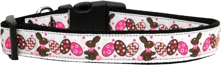 Chocolate Bunnies Nylon Dog Collar Medium Narrow