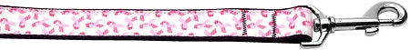 Pink Ribbons On White 1 Inch Wide 4ft Long Leash