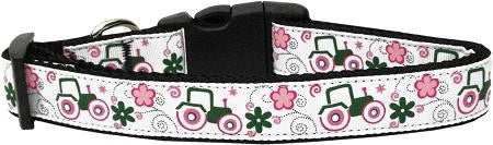 Pink Tractors Dog Collar Large