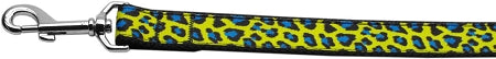 Blue And Yellow Leopard Nylon Dog Leash 3-8 Inch Wide 4ft Long