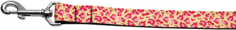 Tan And Pink Leopard Nylon Dog Leash 3-8 Inch Wide 4ft Long