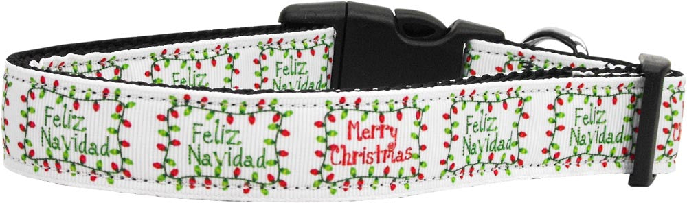 Feliz Navidad Nylon Dog Collar Xs