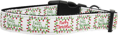 Feliz Navidad Nylon Dog Collar Xs