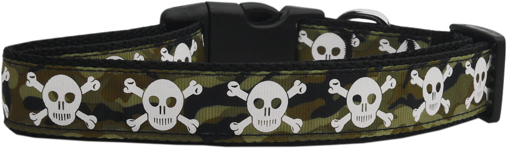 Camo Skulls Nylon Dog Collar Sm