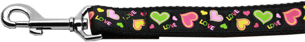 Neon Love Nylon Dog Leash 3-8 Inch Wide 4ft Long