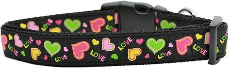 Neon Love Nylon Dog Collars Large