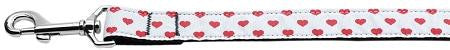 White And Red Dotty Hearts Nylon Dog Leash 4 Foot Leash