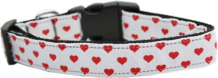 White And Red Dotty Hearts Nylon Cat Collar