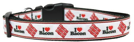 I Love Bacon Nylon Dog Collars Large