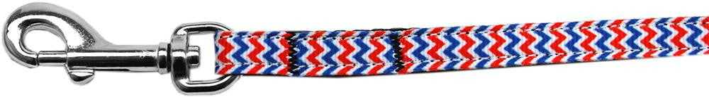 Patriotic Chevrons Nylon Ribbon Pet Leash 3-8 inch wide 6Ft Lsh