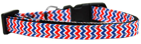 Patriotic Chevrons Nylon Ribbon Cat Safety Collar