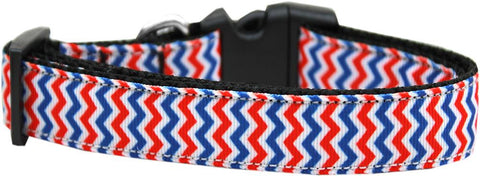 Patriotic Chevrons Nylon Ribbon Dog Collar XL