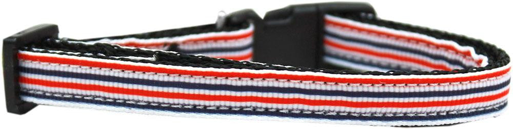 Patriotic Stripes Nylon Ribbon Dog Collar Sm