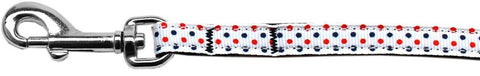 Patriotic Polka Dots Nylon Ribbon Pet Leash 3-8 inch wide 4Ft Lsh