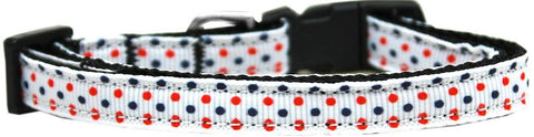 Patriotic Polka Dots Nylon Ribbon Dog Collar XS