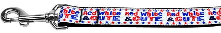 Red, White, And Cute! Nylon Dog Leash 3-8 Inch Wide 4ft Long