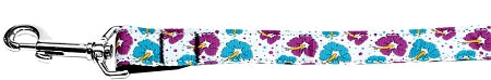 Blue And Purple Hibiscus Flower Nylon Dog Leash 3-8 Inch Wide 4ft Long