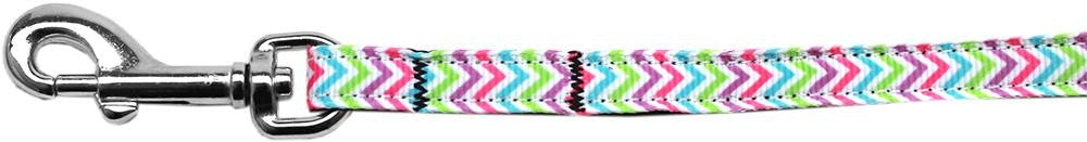 Summer Chevrons Nylon Ribbon Pet Leash 3-8 inch wide 4Ft Lsh