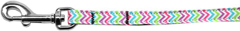 Summer Chevrons Nylon Ribbon Pet Leash 3-8 inch wide 6Ft Lsh