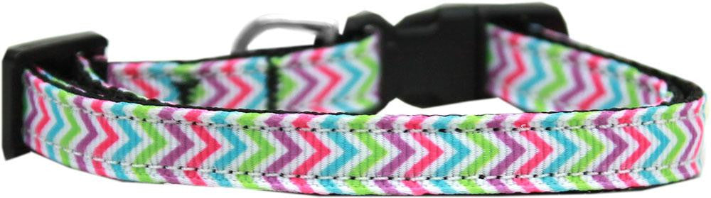 Summer Chevrons Nylon Ribbon Dog Collar XS