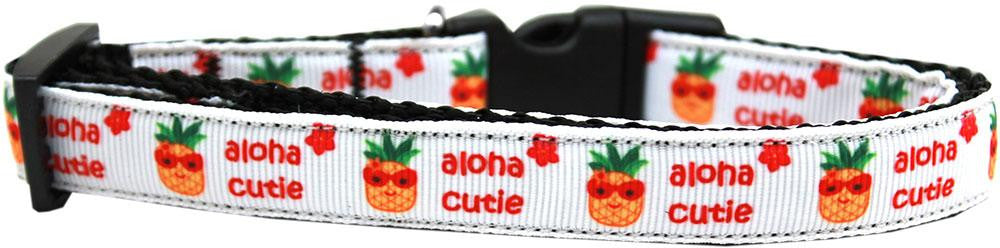 Aloha Cutie Nylon Ribbon Dog Collar Medium Narrow