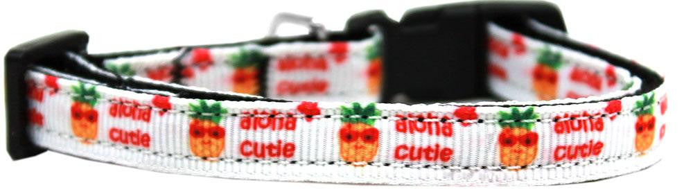 Aloha Cutie Nylon Ribbon Dog Collar Sm