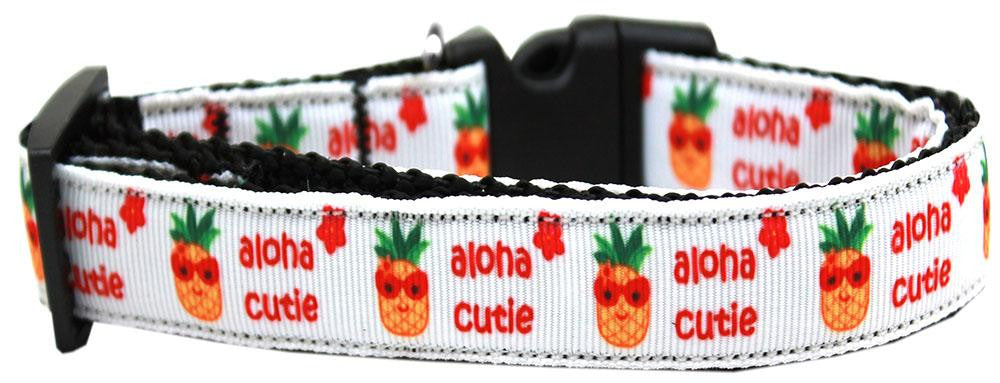 Aloha Cutie Nylon Ribbon Dog Collar XL