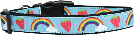 Rainbows And Berries Nylon Dog Collar Medium Narrow