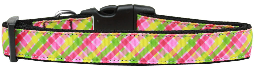 Lemondrop Plaid Nylon Dog Collar Xs