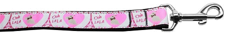 Oh La La Paris Nylon Dog Leash 3-8 Inch Wide 4ft Long