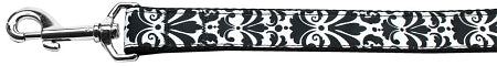 Damask Black Nylon Dog Leash 3-8 Inch Wide 6ft Long